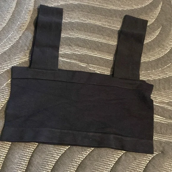 Free People intimately black square thick straps straight lines bralette xs/s - Picture 9 of 10